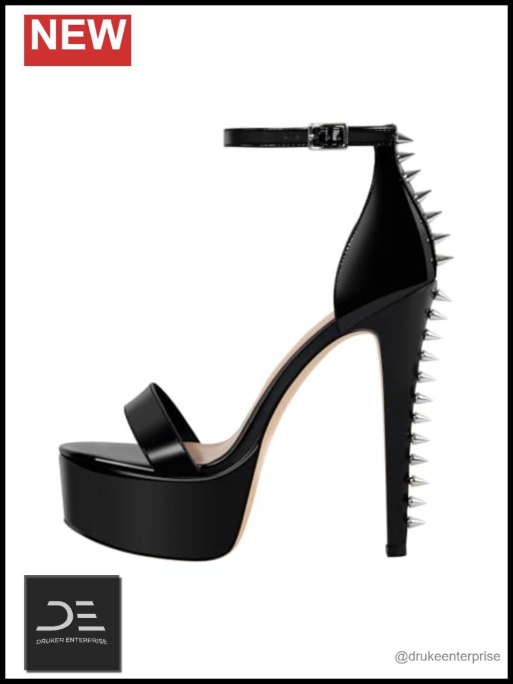 Studded Rivets Platform Stiletto Heels Open Toe Ankle Strap Party Prom